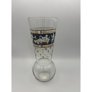 Cera Glass Etruscan Frieze Greek Rounded Bottom Cocktail Pitcher Carafe